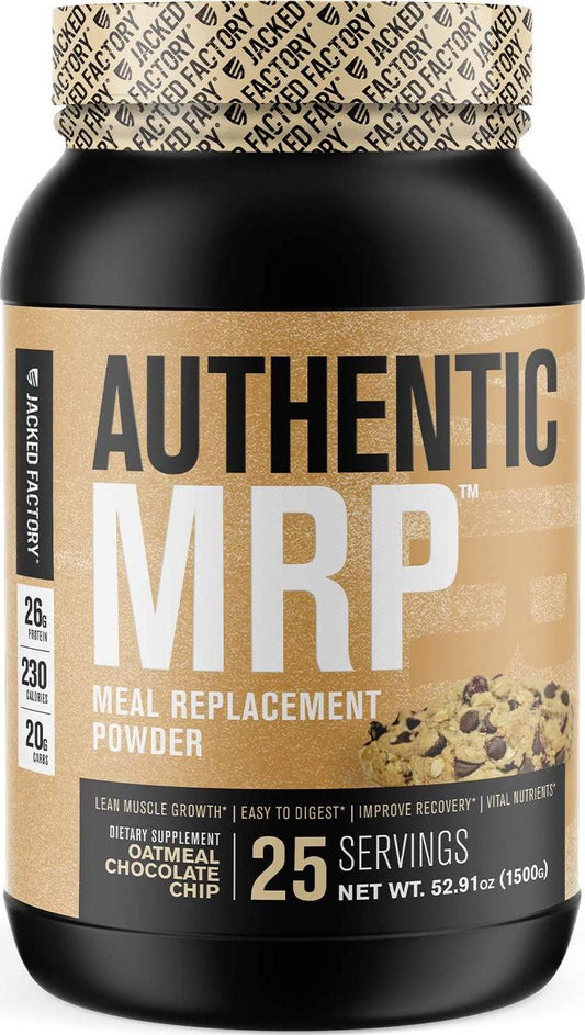 Authentic MRP Meal Replacement Powder - Healthy Shake for Lean Muscle Growth w/Grass Fed Whey Protein Isolate, Complex Carbohydrates, MCT Healthy Fats - Whole Food Supplement, Oatmeal Choc Chip