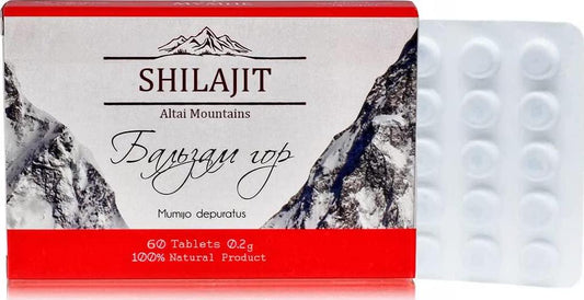 Authentic and Purified Shilajit Tablets Pack of 60 from Altai Mountains