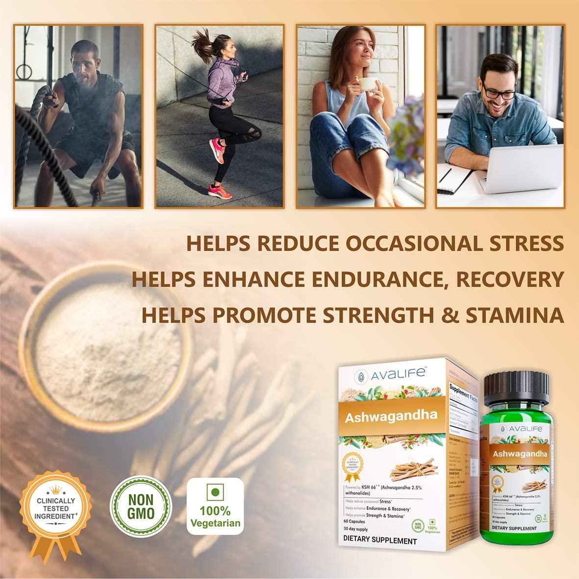 Avalife Ashwagandha Capsules for Men and Women - Gluten Free, Vegan and Non-GMO - 60 Capsules