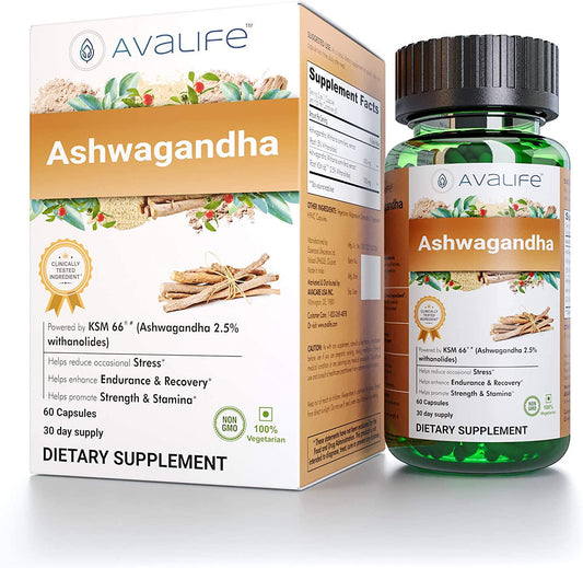 Avalife Ashwagandha Capsules for Men and Women - Gluten Free, Vegan and Non-GMO - 60 Capsules