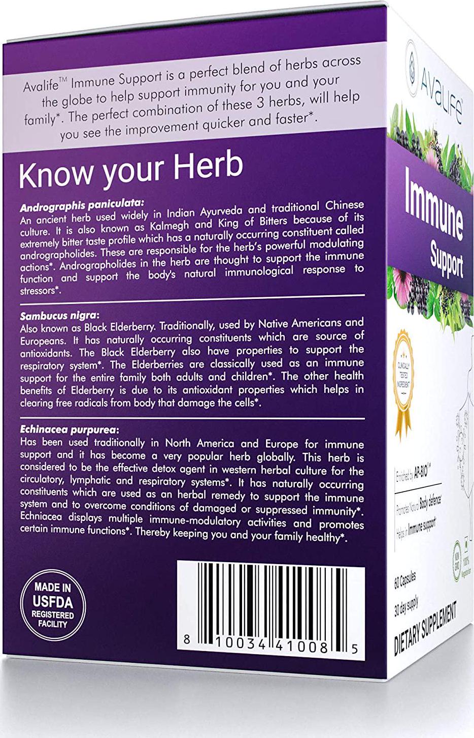 Avalife Immune Support Supplements - Daily Immunity Booster and Wellness Formula for Men and Women - Gluten Free, Vegan and Non-GMO - 60 Capsules