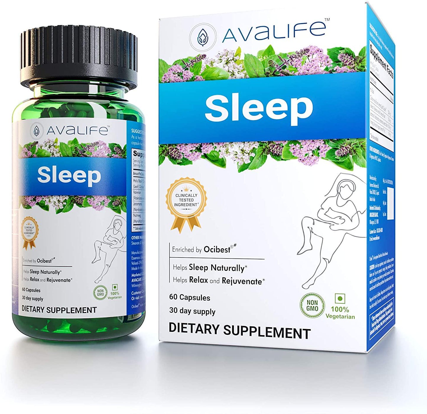 Avalife Sleep - Natural Sleep Aid Supplements for Men and Women - Gluten Free, Vegan and Non-GMO - 60 Capsules