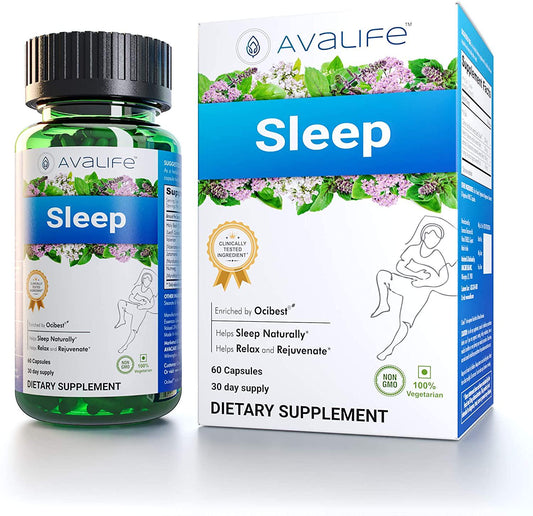 Avalife Sleep - Natural Sleep Aid Supplements for Men and Women - Gluten Free, Vegan and Non-GMO - 60 Capsules
