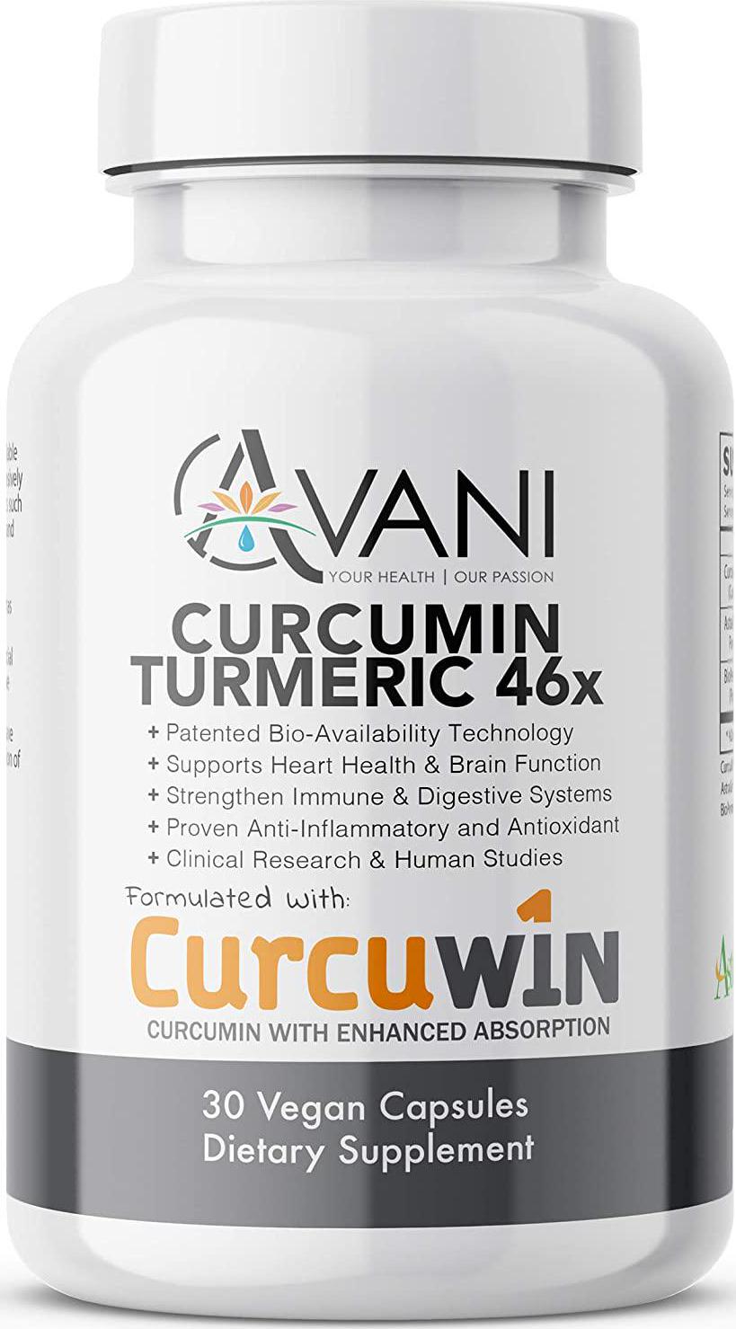 Avani Health - CurcuWIN Award Winning Turmeric Curcumin - Clinically Studied Anti-Inflammatory + Antioxidant - Enhanced Absorption with Bioperine and AstraGin Gluten Free - Non-GMO - 30 Vegan Caps