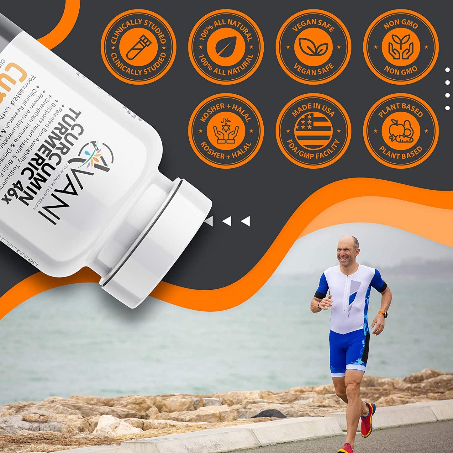 Avani Health - CurcuWIN Award Winning Turmeric Curcumin - Clinically Studied Anti-Inflammatory + Antioxidant - Enhanced Absorption with Bioperine and AstraGin Gluten Free - Non-GMO - 30 Vegan Caps