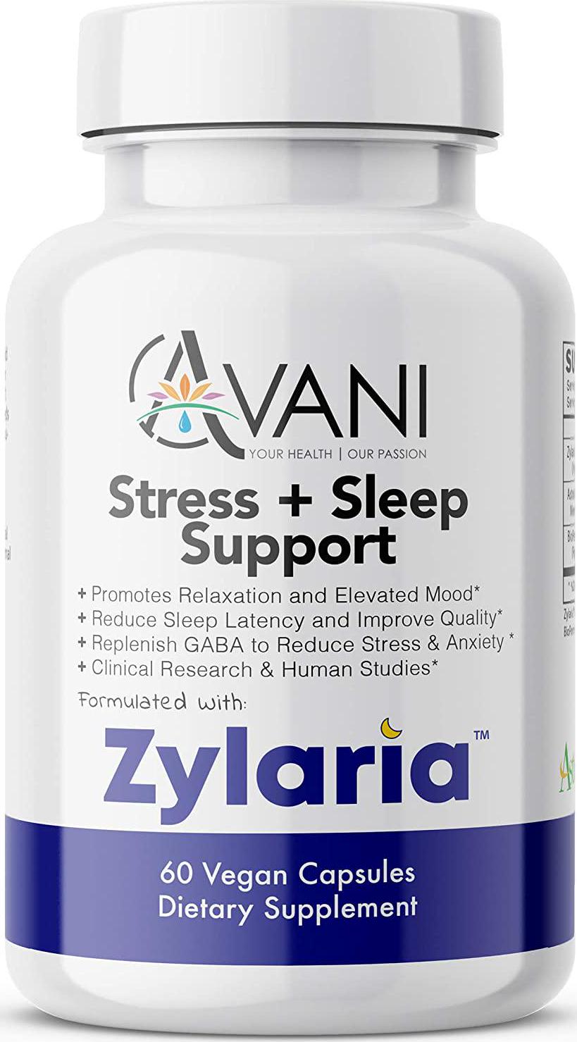 Avani Health – Zylaria – Sleep Aid zZz, Adrenal Fatigue Supplement, Natural Stress, Anxiety and Insomnia Relief, No Melatonin, Power to Sleep PM, Well Rested – 60 Vegan Caps – Clinically Studied