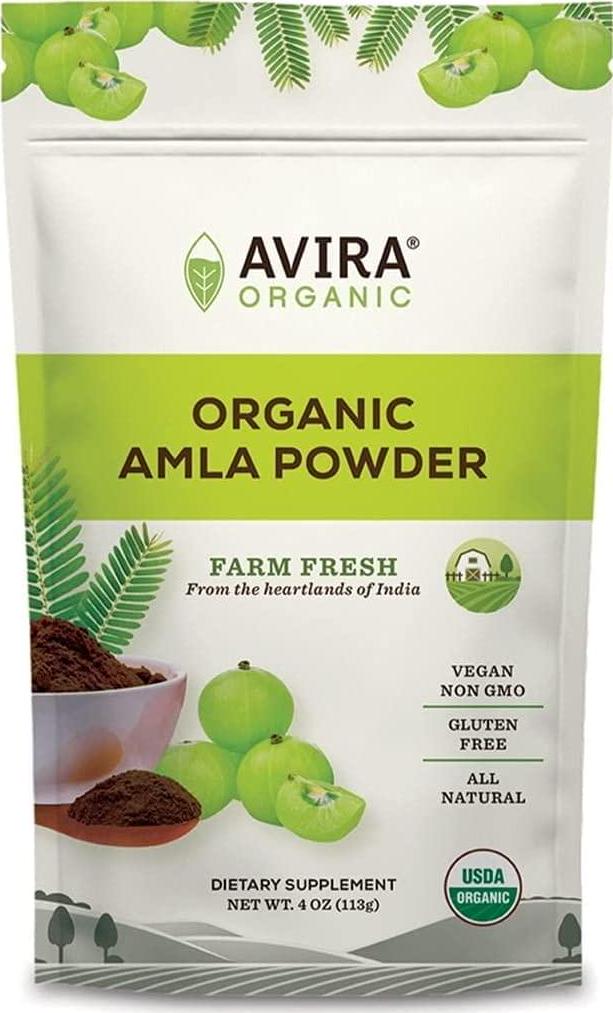 Avira Organic Amla Powder, Allergen Free, Vegan, Non-GMO, Superfood, Easy to mix in Smoothies, Tea And Lattes, Resealable 16 Oz Bag