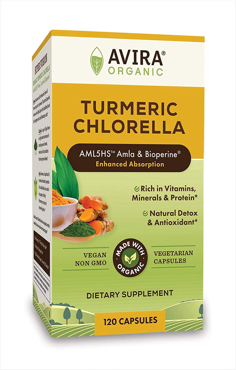 Avira Organics Organic Turmeric Chlorella, 120count