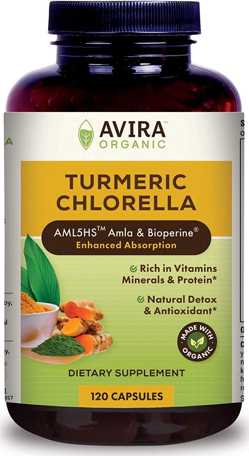 Avira Organics Organic Turmeric Chlorella, 120count