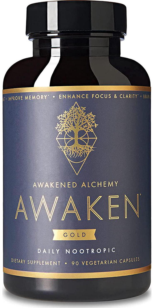 Awaken Gold Premium Nootropic Supplement | Advanced Brain Nutrition | Improve Memory and Learning | Enhance Focus and Clarity | Intensify Drive | 11 Premium Ingredients | 45 Servings