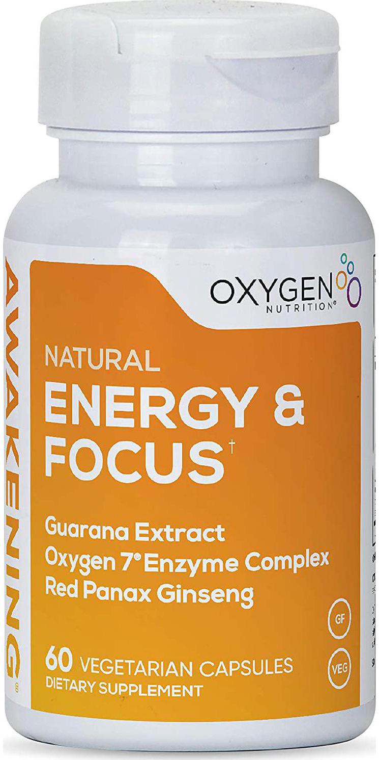 Awakening Natural Energy and Focus Nootropic Supplement with Panax Ginseng, Guarana Extract and Chromium Picolinate | Brain Supplement for Focus, Energy, Mood and Clarity | Gluten Free, Vegetarian - 60 Caps