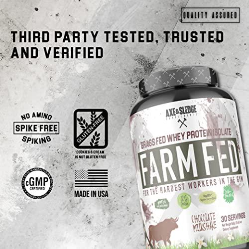 Axe and Sledge Supplements Farm Fed Grass-Fed Whey Protein Isolate, Digestive Enzymes, 22 Grams Protein, 30 Servings (Dippin' Dots Banana Split Ice Cream)