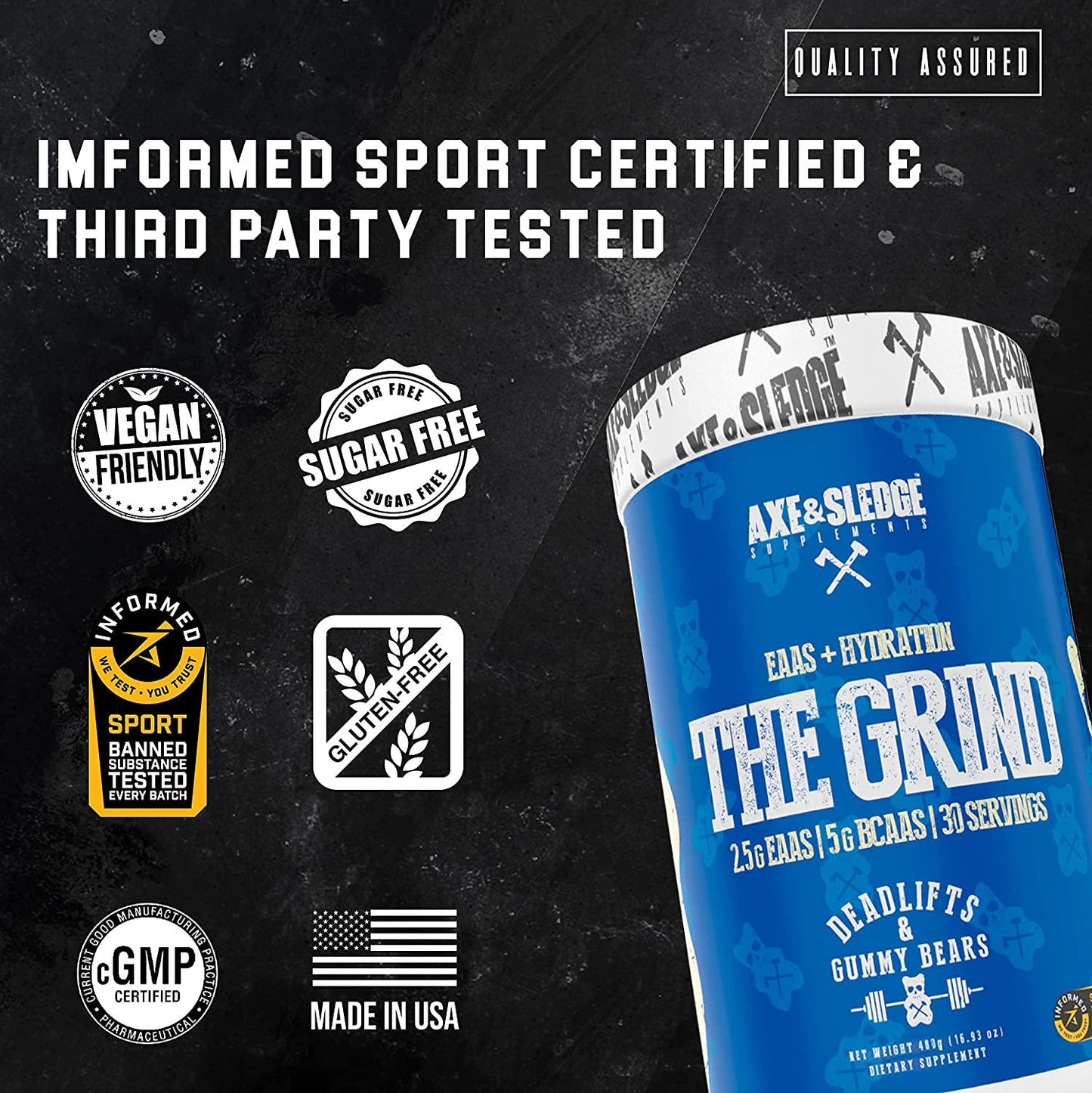 Axe and Sledge Supplements The Grind, Essential Amino Acids, Branched Chain Amino Acids and Electrolytes, Promotes Performance, Recovery, and Hydration, 30 Servings