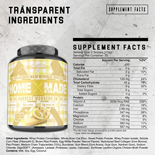 Axe and Sledge Supplements Home Made Whole-Foods-Based Meal Replacement Powder with DigeSEB Digestive Enzymes and Fibersol-2, Protein, Carbohydrates, and Fats, 25 Servings (Lemon Cream Pie)