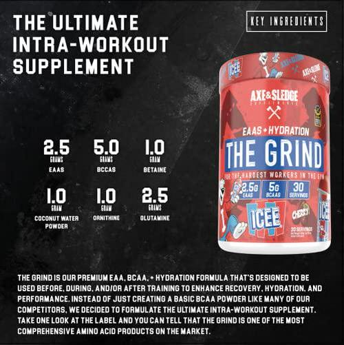 Axe and Sledge Supplements The Grind, Essential Amino Acids, Branched Chain Amino Acids and Electrolytes, Promotes Performance, Recovery, and Hydration, 30 Servings