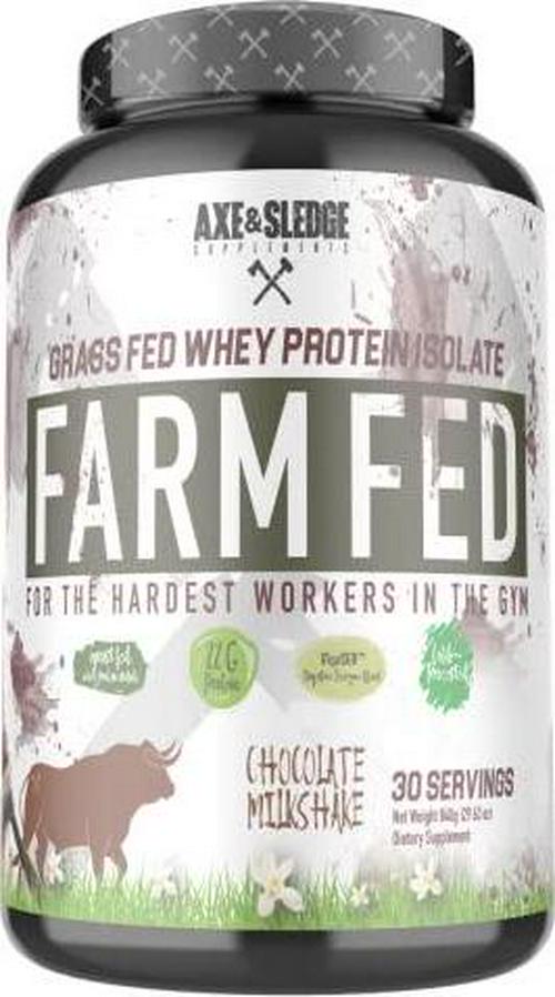 Axe and Sledge Supplements Grass-Fed Whey Protein Isolate, Digestive Enzymes, 22 Grams High-Quality Protein, 30 Servings, Chocolate Milkshake