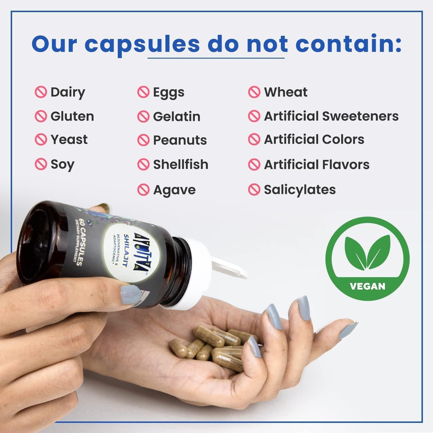 Ayuttva Himalayan Pure Shilajit Capsules | Rejuvenative, Adaptogenic, Energy-Giving Natural Shilajit Supplement | GMP-Certified Shilajit Supplement | Rich in Humic and Fulvic Acid | 60 Capsules