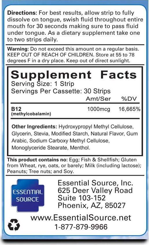 B12 Strips - 1000mcg Methylcobalamin