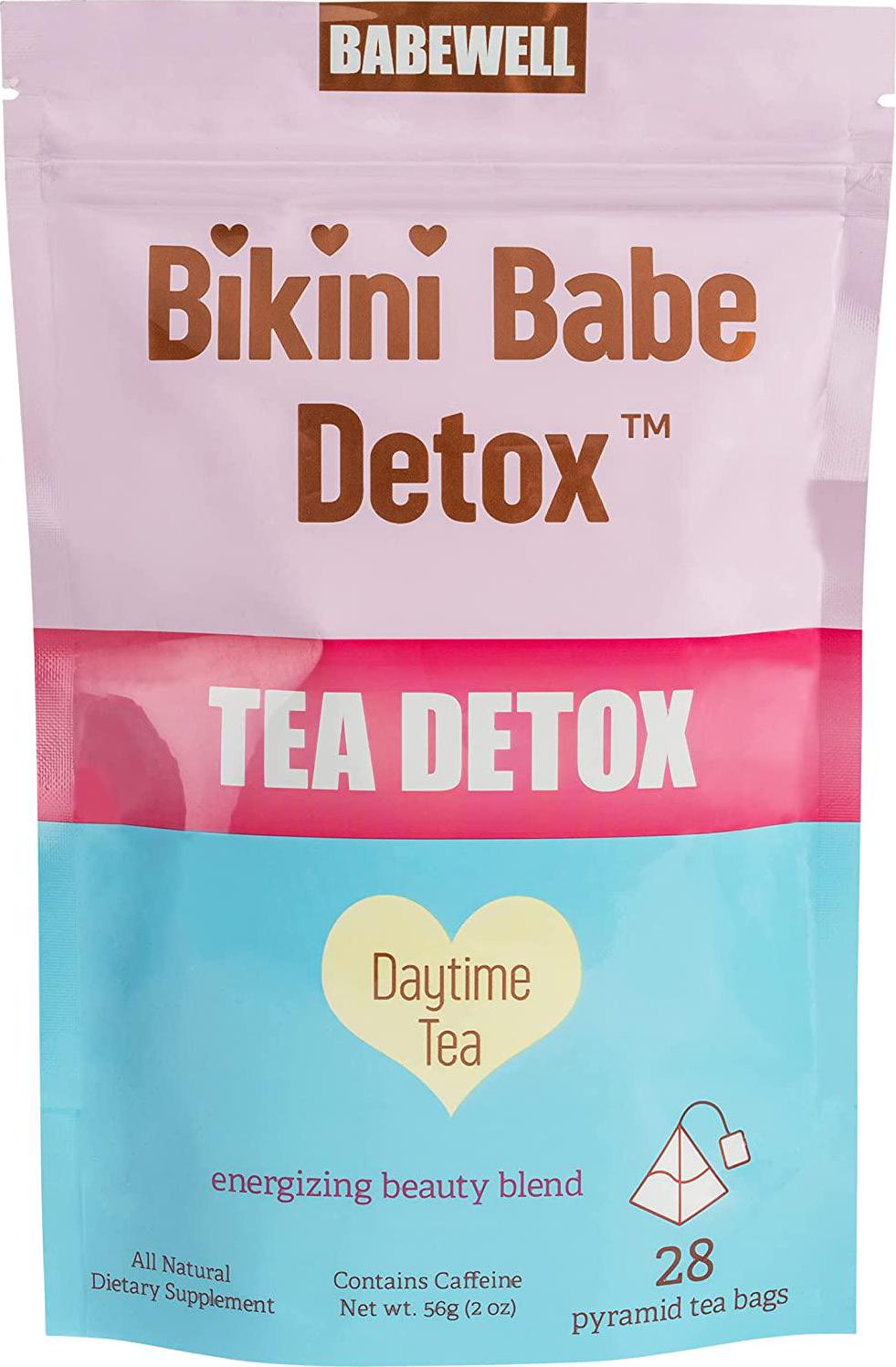 BABEWELL Bikini Detox Daytime Tea-28 Pyramid Tea Bags-Green Tea Blend with Hibiscus-Supports Metabolism Boost, Detox, All Natural, Non GMO, Vegan, Keto Friendly