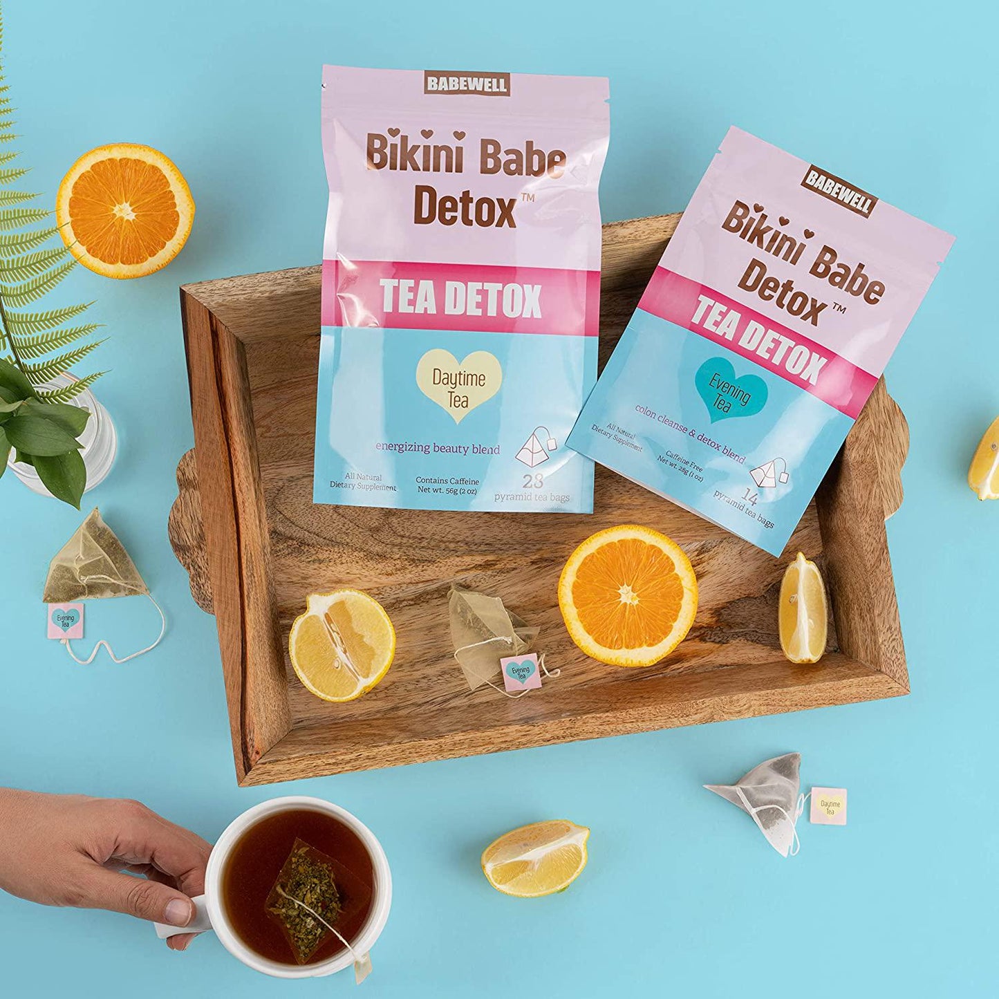 BABEWELL Bikini Detox Daytime Tea-28 Pyramid Tea Bags-Green Tea Blend with Hibiscus-Supports Metabolism Boost, Detox, All Natural, Non GMO, Vegan, Keto Friendly
