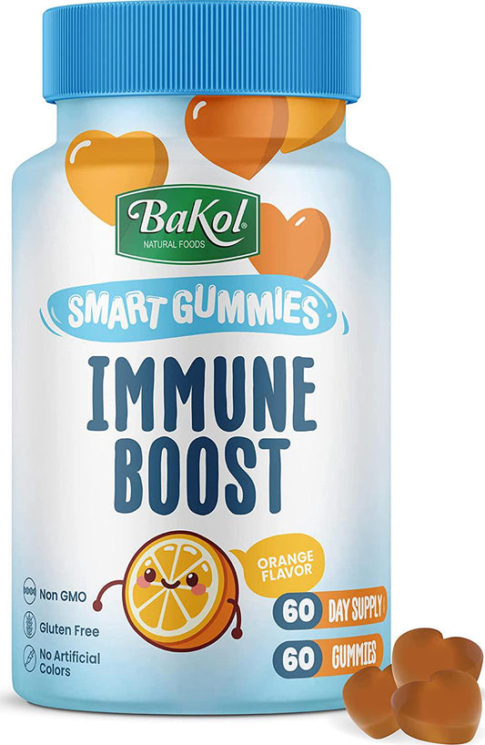 BAKOL Immune Boost Gummies for Kids with Elderberry, Echinacea, and Vitamin C - Immune Booster Kids Vitamins for Ages 3 Years Old and Up - Non-GMO, Gluten Free, Natural Orange Flavor - 60-Count