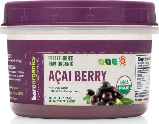 BAREORGANICS Acai Fruit Powder, 4 Ounce