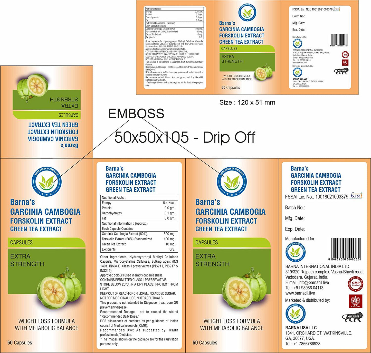 BARNA'S Garcinia Cambogia Forskolin Extract Green Tea Extract