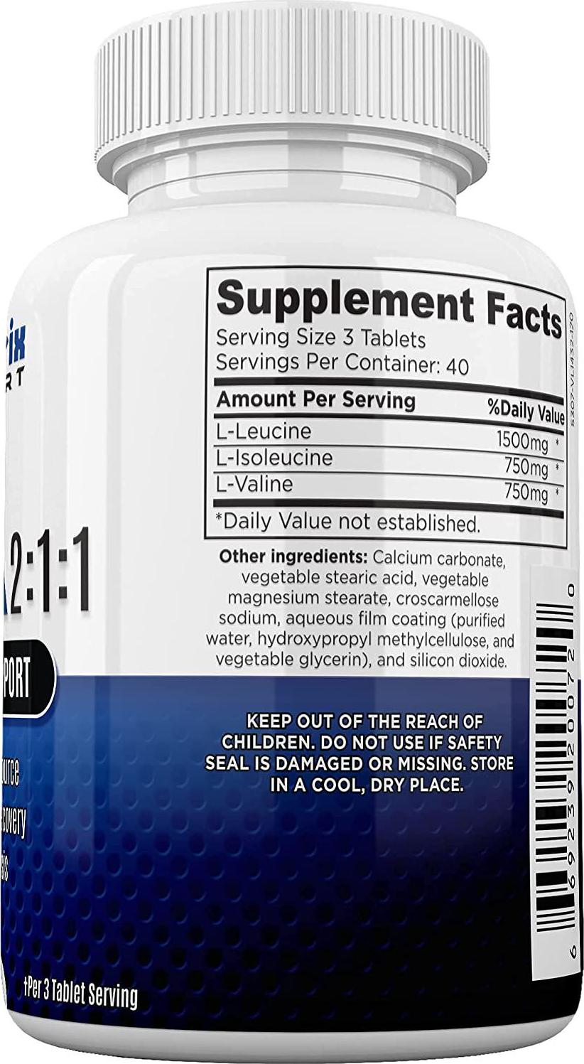 BCAA 2:1:1 Branched Chain Amino Acids Capsules for Muscle Recovery, Energy and Endurance – Vegan Pre and Post Workout Supplement with L-Leucine, L-Isoleucine and L-Valine 120 Tablets by Neonutrix Sports