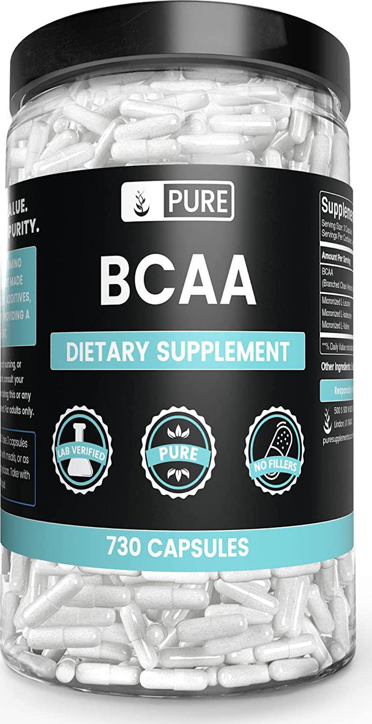 BCAA (730 Capsules) 2:1:1 Ratio, Naturally Sourced, Filler-Free, Paleo and Keto Friendly, Made in USA (1500 mg Serving)