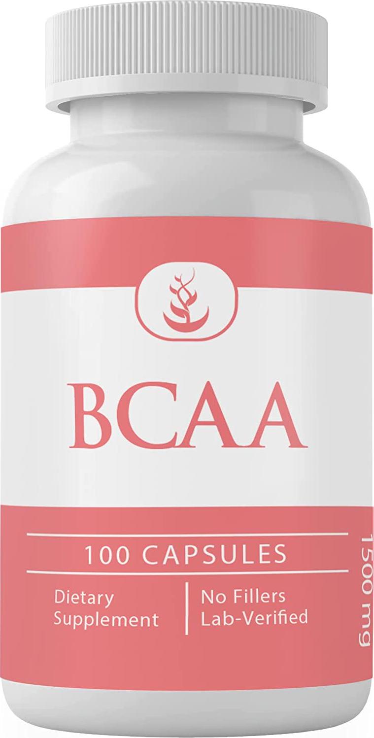 BCAA Capsules by Pure Organic Ingredients, Easy On-The-Go Packaging, Boost Pre-Workout Intensity and Muscle Growth, Non-GMO, Gluten-Free (1500 mg)