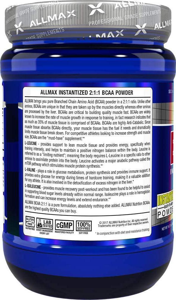 BCAA, Instantized 2:1:1 Ratio, Unflavored Powder, 400 g, ALLMAX Nutrition