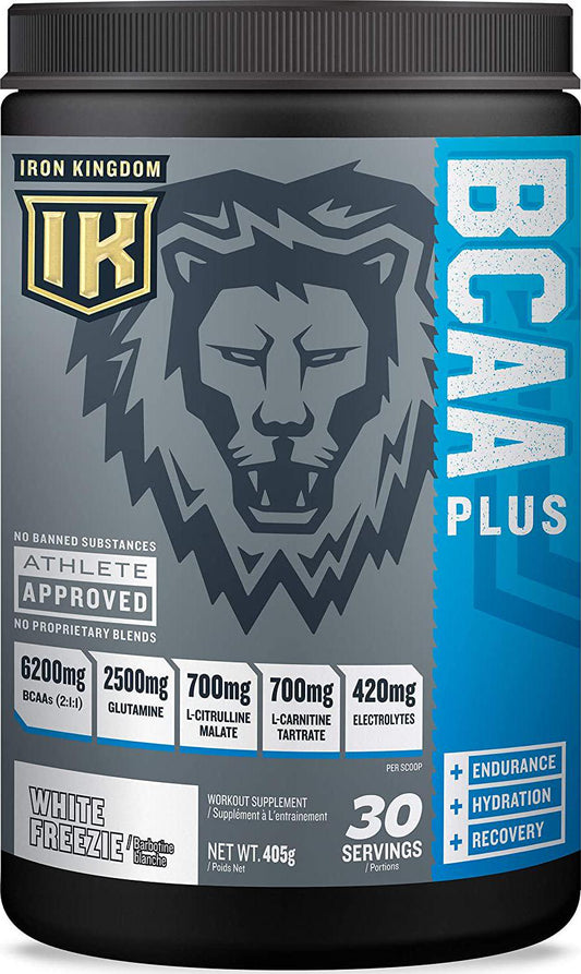 BCAA Plus - Iron Kingdom (White Freeze) 10.1g Amino Acids, Electrolytes, Glutamine, Endurance, Recovery, Hydration