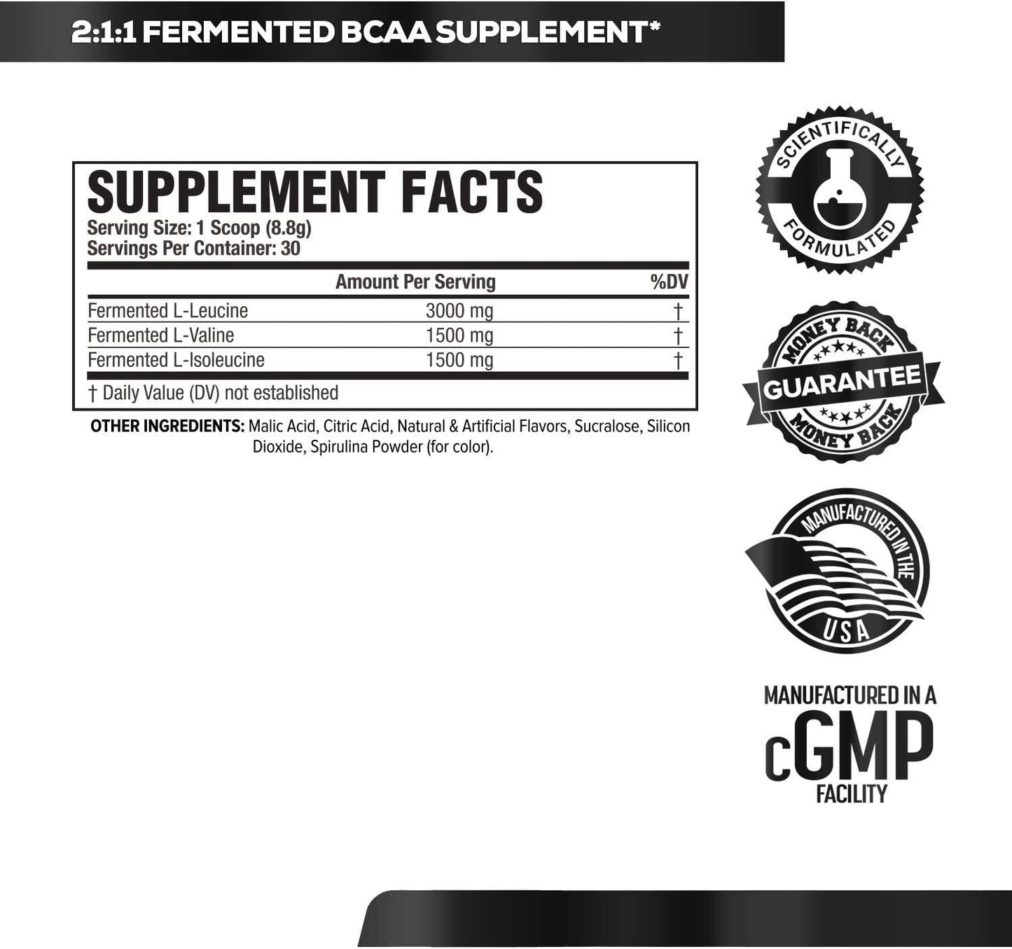 BCAA Powder (Fermented) - 6g Branched Chain Essential Amino Acid Supplement for Improved Muscle Recovery, Reduced Fatigue, Increased Strength, and Muscle Growth - 30 Servings, Blue Raspberry