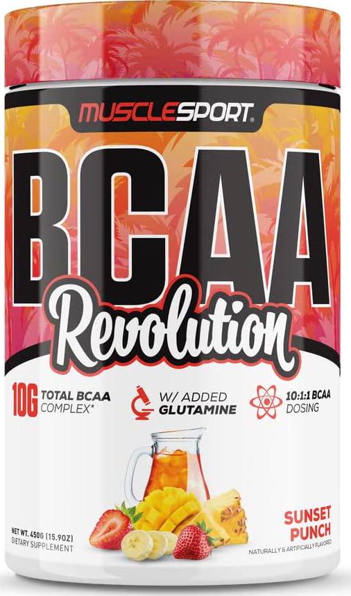 BCAA Revolution Amino Acid Powder Supplement for Men and Women - Intra Workout Training Complex - Recovery Supplement (Sunset Punch, 30 Servings)