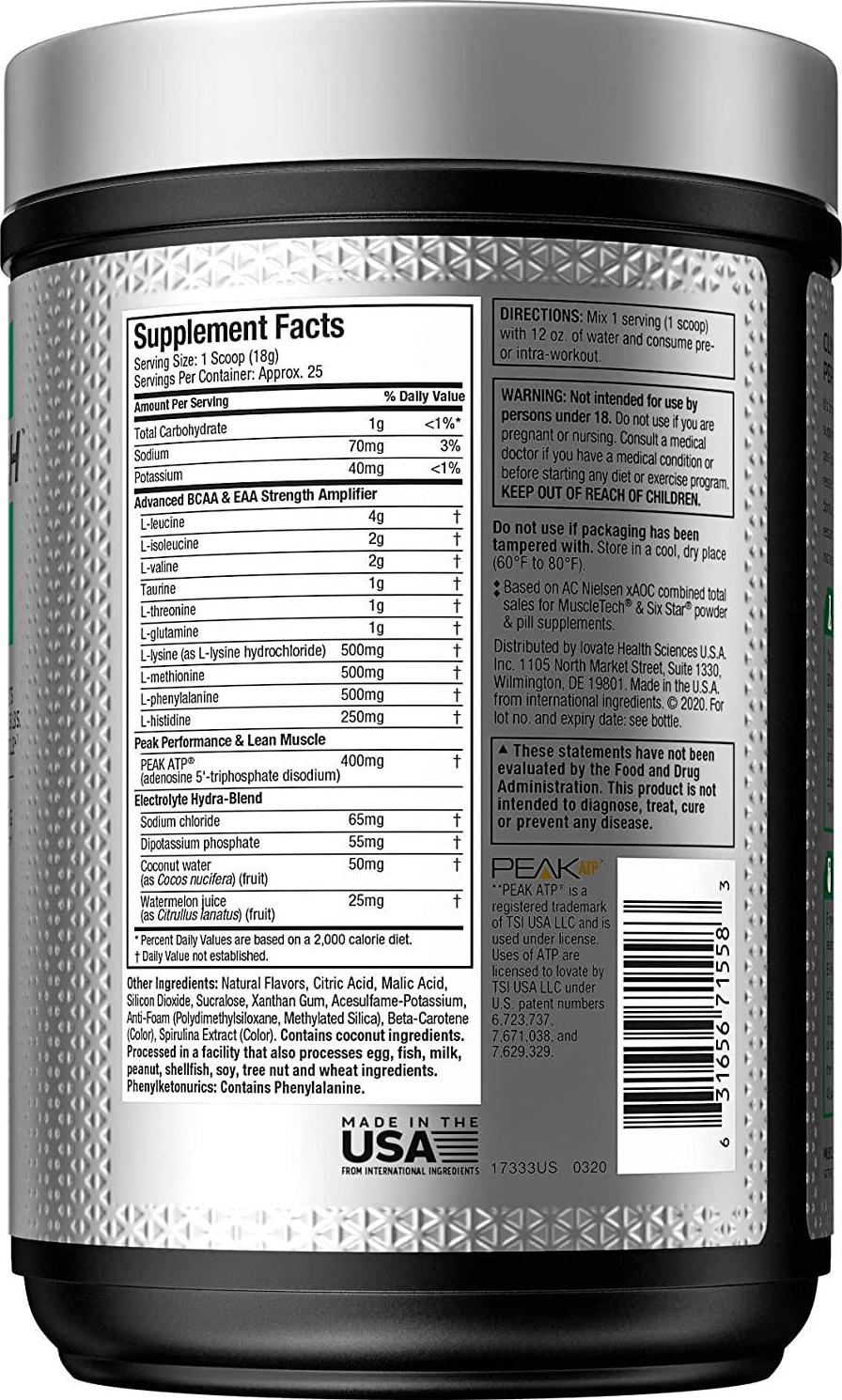 BCAAs Amino Acids Supplement, MuscleTech Amino Build Elite BCAA Powder, Intra Workout Essential Amino Acids EAA Powder, Strength and Pump Supplement, Electric Limeade (25 Servings)