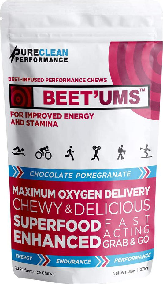 BEET'UMS - Heart Health and Performance Chews | Cocoa-Powdered 3.25g (Fermented BioBeets, Patented Mango and Cocoa Flavanols), Physician-Formulated, Clinically Proven (30 Count) PureClean Performance