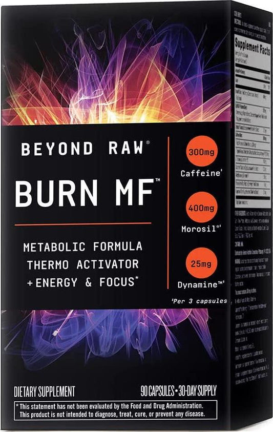 BEYOND RAW Burn MF | Metabolic Formula, Thermo Activator, Supports Energy and Focus | 90 Capsules