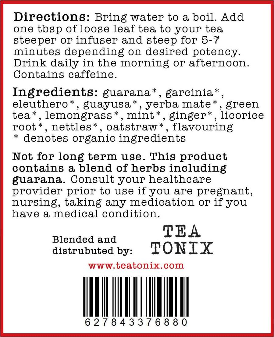 BE Energized Yerba Mate Tea with Guarana, Eleuthero, and Garcinia 60g (2.12oz) - Highly Caffeinated for a Boost of Energy