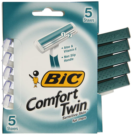 BIC Comfort Twin Blade Sensitive Shaver, Men, 5-Count