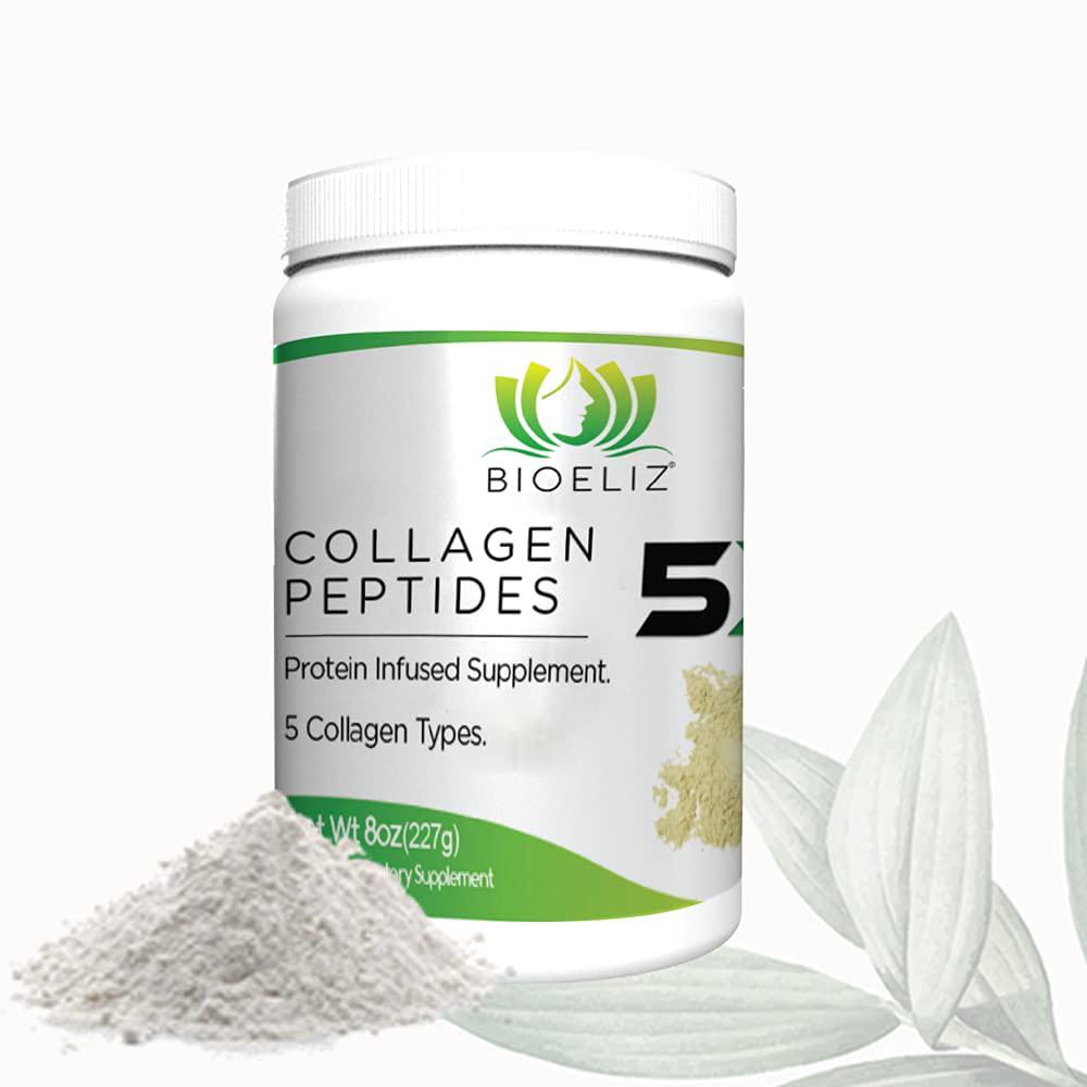 BIOELIZ - Collagen PEPTIDES 5X - Protein Infused Supplement Powder - 8oz (227gr.)