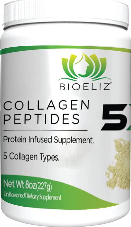 BIOELIZ - Collagen PEPTIDES 5X - Protein Infused Supplement Powder - 8oz (227gr.)