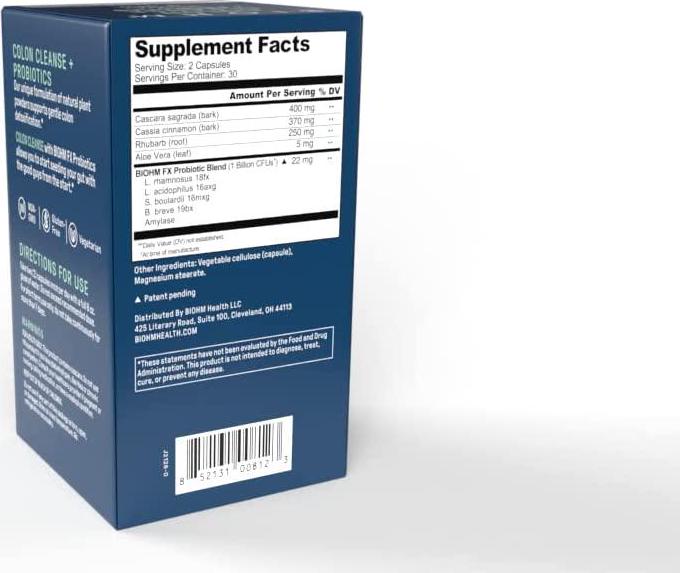 BIOHM Colon Cleanse Detox with Probiotics - Supports Constipation and Bloating Relief - Digestive System Cleanse for Men and Women - Non-GMO, Vegetarian (30 Serving)