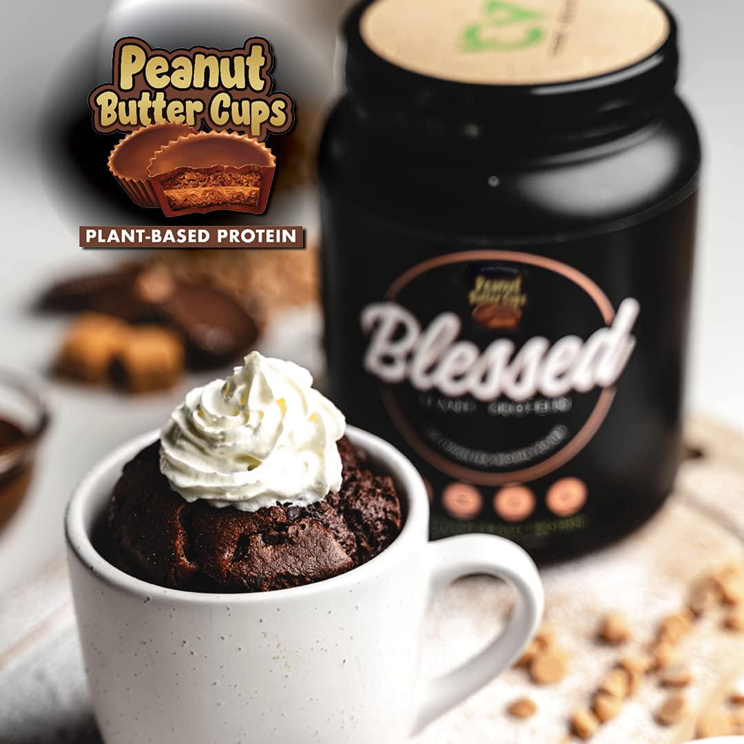 BLESSED Plant Based Protein Powder – 23 Grams, All Natural Vegan Friendly Pea Protein Powder, Gluten Free, Dairy Free and Soy Free, 15 Serves (Peanut Butter Cups)