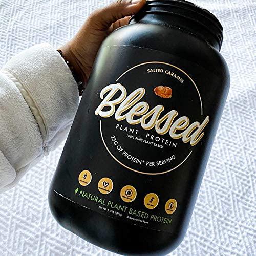 BLESSED Plant Based Protein Powder – 23 Grams, All Natural Vegan Friendly Pea Protein Powder, Gluten Free, Dairy Free and Soy Free, 30 Serves (Salted Caramel)