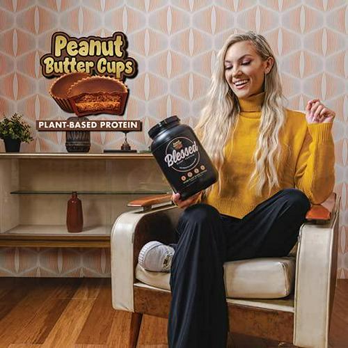 BLESSED Plant Based Protein Powder – 23 Grams, All Natural Vegan Friendly Pea Protein Powder, Gluten Free, Dairy Free and Soy Free, 15 Serves (Peanut Butter Cups)