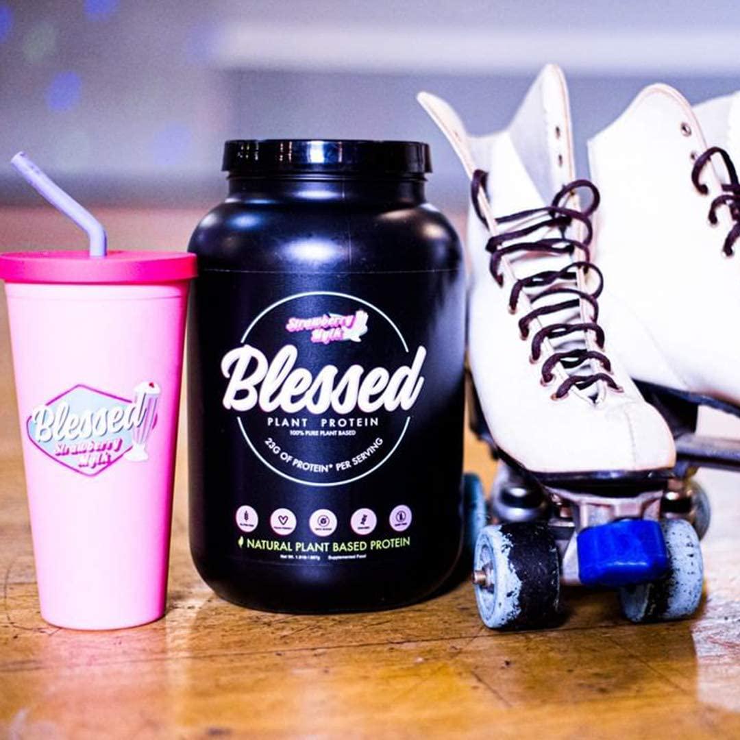 BLESSED Plant Based Protein Powder 23 Grams, All Natural Vegan Friendly Pea Protein Powder, Gluten Free, Dairy Free and Soy Free, 15 Serves (Strawberry Mylk)