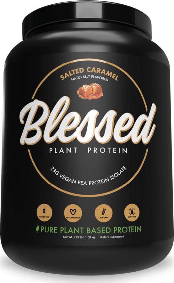 BLESSED Plant Based Protein Powder – 23 Grams, All Natural Vegan Friendly Pea Protein Powder, Gluten Free, Dairy Free and Soy Free, 30 Serves (Salted Caramel)