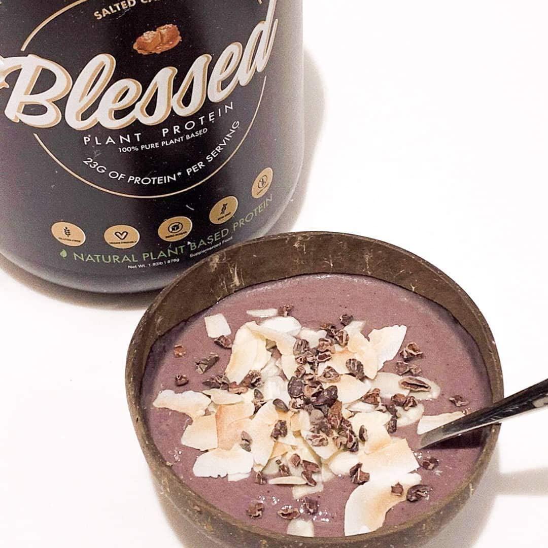 BLESSED Plant Based Protein Powder – 23 Grams, All Natural Vegan Friendly Pea Protein Powder, Gluten Free, Dairy Free and Soy Free, 30 Serves (Salted Caramel)