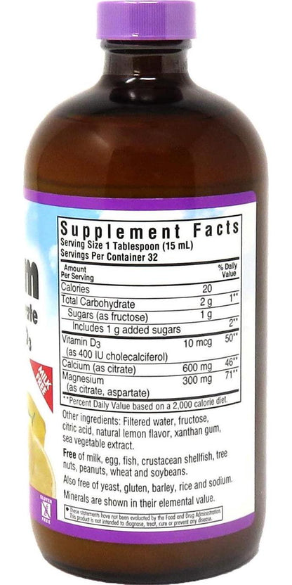 BLUEBONNET NUTRITION LIQUID CALCIUM MAGNESIUM CITRATE PLUS VITAMIN D3 LEMON