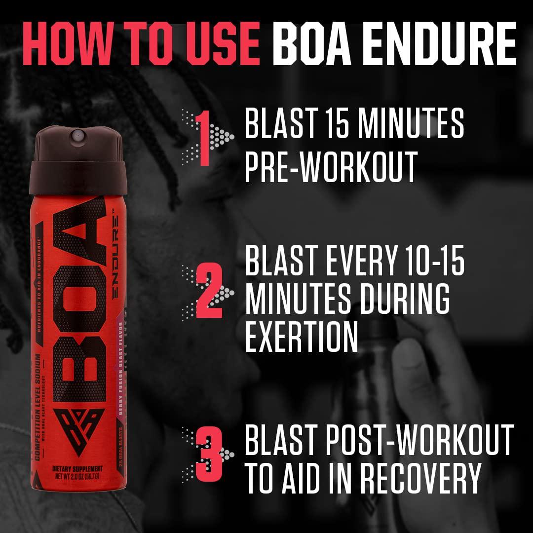 BOA Endure Single - Rapid Sodium Replacement - Patented Oral Blast - Hydrate Up to 10x Faster - Berry Flavor - 2 oz - 25 Servings ( $.79 per Serving) - 150mg per Serving NSF Sport Certified